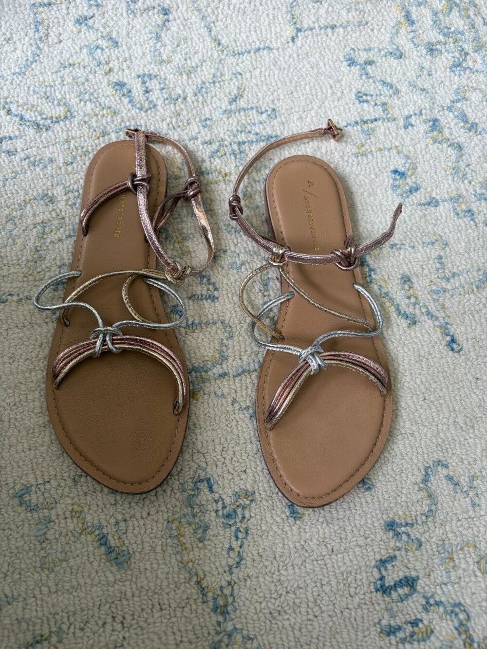 Anthropology Multi Metallic Strap Sandals 9